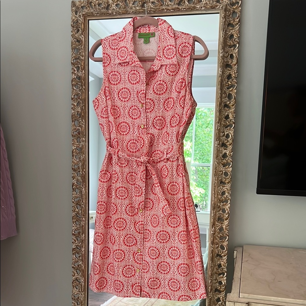 Sleeveless Red Patterned Dress